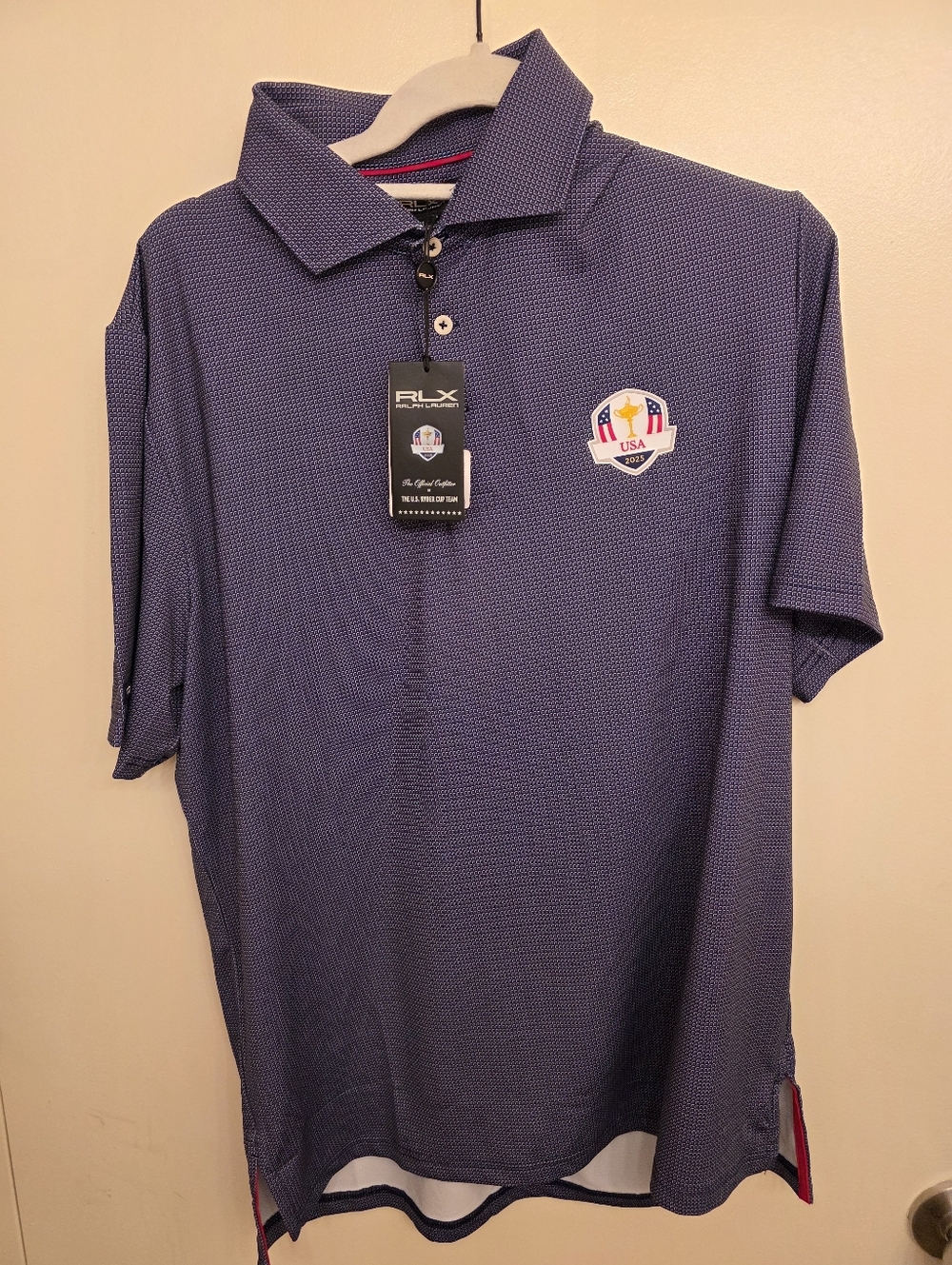 RLX Men's Textured Navy Ryder Cup 2025 Bethpage Black Team USA Polo